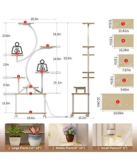 Streamdale Furniture 62 inch Tall S-Shape 8-Tier Indoor Plant Stand with Grow Lights