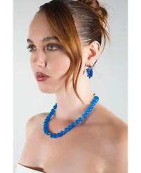 Classicharms Tia Cascade Cluster Royal Blue Chalcedony Bead Drop Earrings