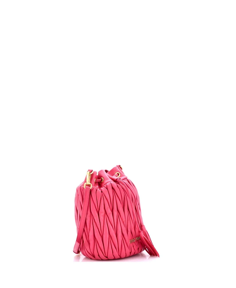 Pre-Owned Miu Miu Mini Drawstring Bucket Bag Matelasse Leather