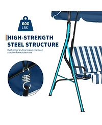 homfan 3-Seat Outdoor Swing with Adjustable Canopy, Waterproof Cushions, Heavy-Duty Steel Frame, Patio Glider for Backyard, Porch, Lawn, Garden