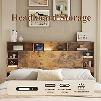 Streamdale Furniture Storage Bed with Charging and Led Lights