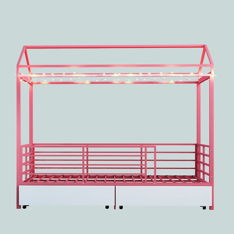 Streamdale Furniture Kids House Floor Bed Frame with Roof
