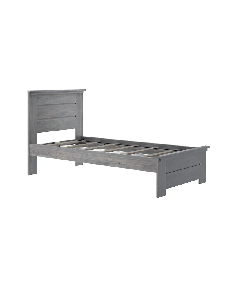 Max & Lily Bed Frame with Panel Headboard, Modern Farmhouse Solid Wood Platform