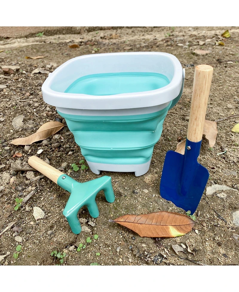 Gnuadz Collapsible Metal Beach Bucket Shovel Rake Set
