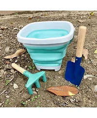 Gnuadz Collapsible Metal Beach Bucket Shovel Rake Set