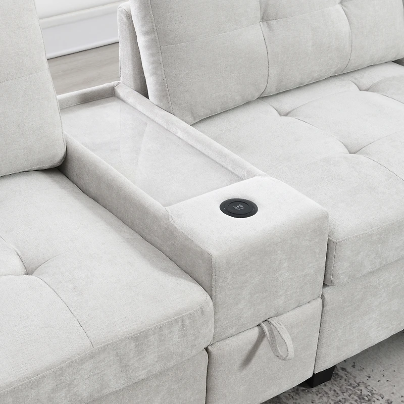 Streamdale Furniture 104" Sectional Sofa w/ Ottoman, Storage, Usb, Table Top