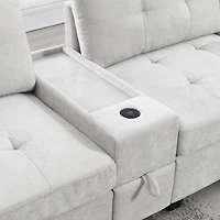 Streamdale Furniture 104" Sectional Sofa w/ Ottoman, Storage, Usb, Table Top