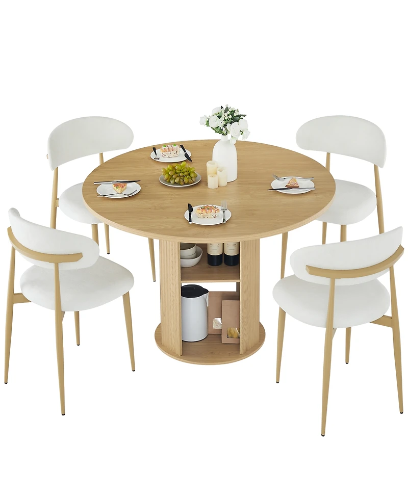 Streamdale Furniture Farmhouse Dining Set with Storage Shelf