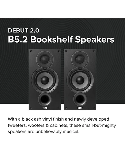 Elac B5.2 Debut Series Two Way 120 Watt Bookshelf Speakers (Pair)