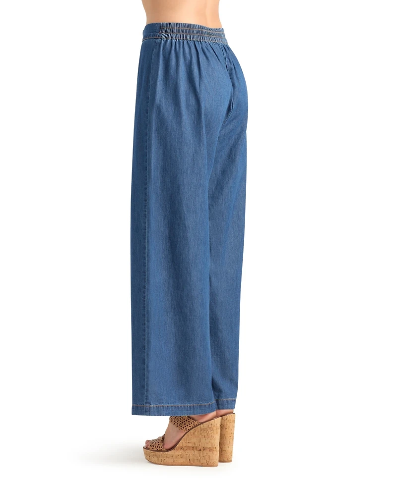 Bcx Women's Denim Wide-Leg Pull-On Pants