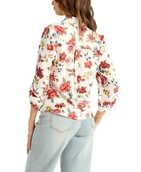 Bcx Women's Printed Collared Button-Up Top