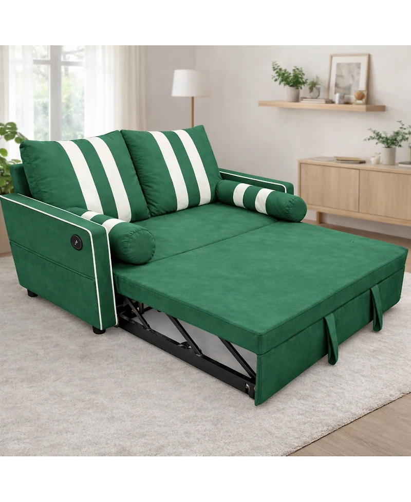 Streamdale Furniture 2-Seater Pull-Out Sofa Bed with Usb and Storage