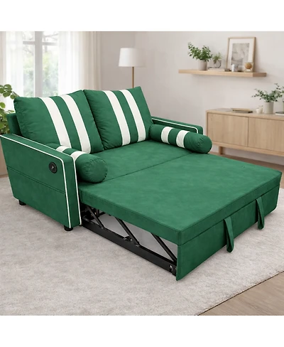 Streamdale Furniture 2-Seater Pull-Out Sofa Bed with Usb and Storage