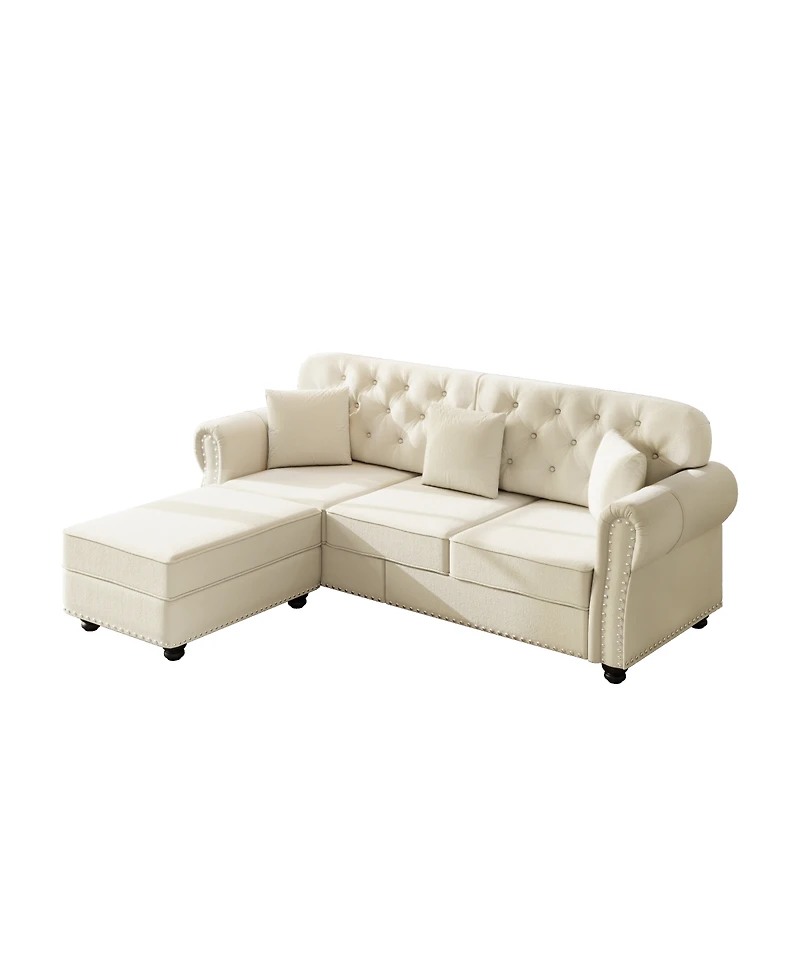 Streamdale Furniture Velvet Chesterfield Sofa with Nailhead Trim