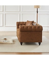 Streamdale Furniture 63.5" Tech Fabric Chesterfield Sofa with Nailhead Trim