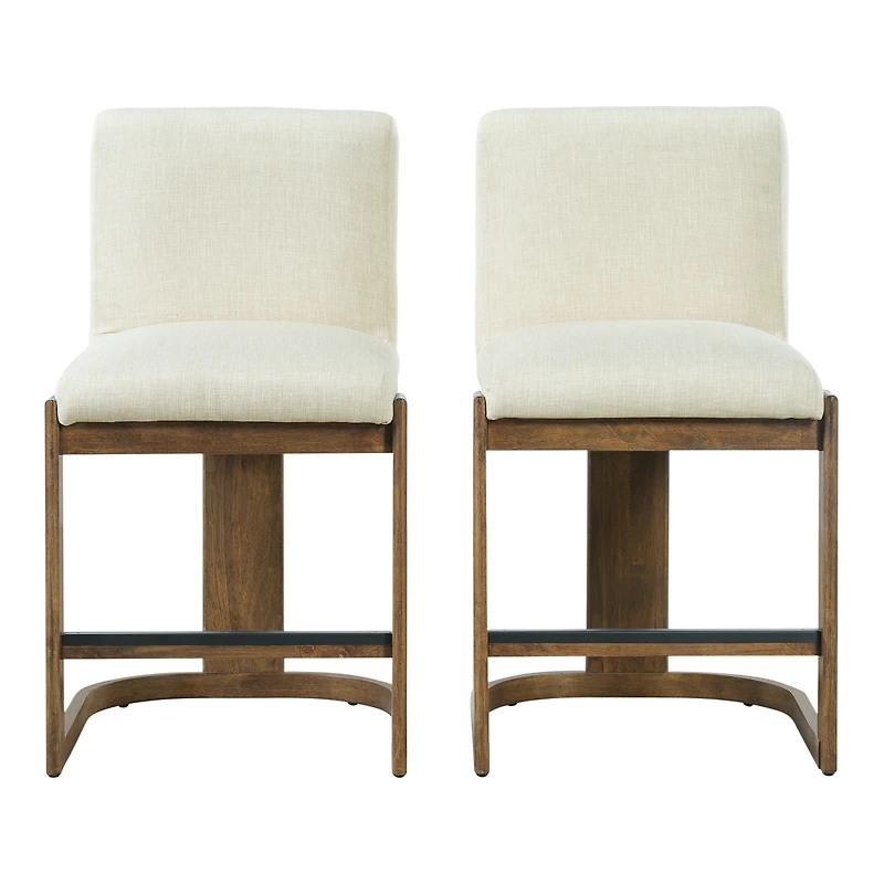 Streamdale Furniture 24" Counter Height Linen Wood Upholstered Bar Stools