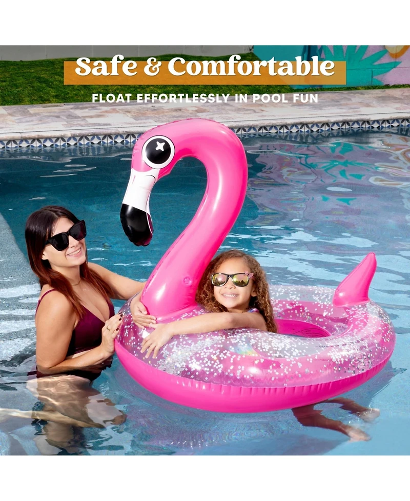 Gnuadz Inflatable Flamingo Pool Float Tube Glitter Adults Beach Lake Summer Party
