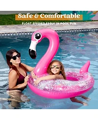 Gnuadz Inflatable Flamingo Pool Float Tube Glitter Adults Beach Lake Summer Party