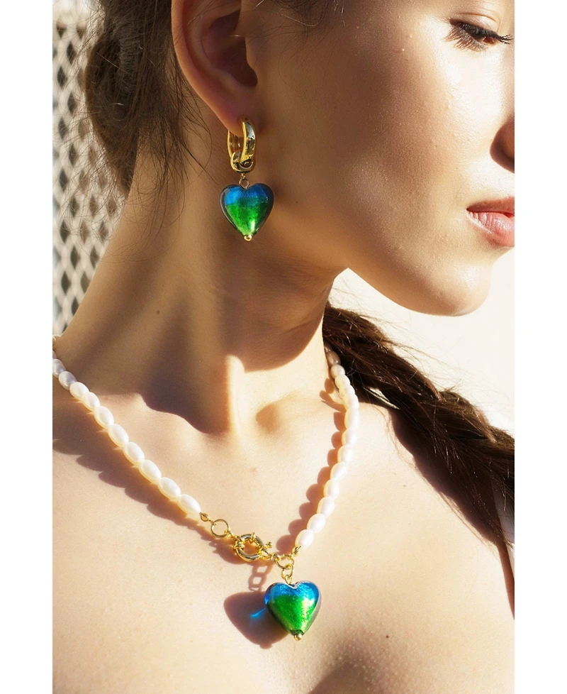 Esmee Glaze Heart Pendant Baroque Pearl Necklace