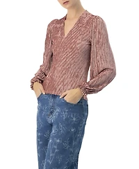 Ivonne Women's Pleated Velvet V-Neck Blouse