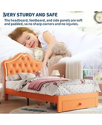 gaomon Upholstered Platform Bed Frame with Led Headboard and Storage Drawers