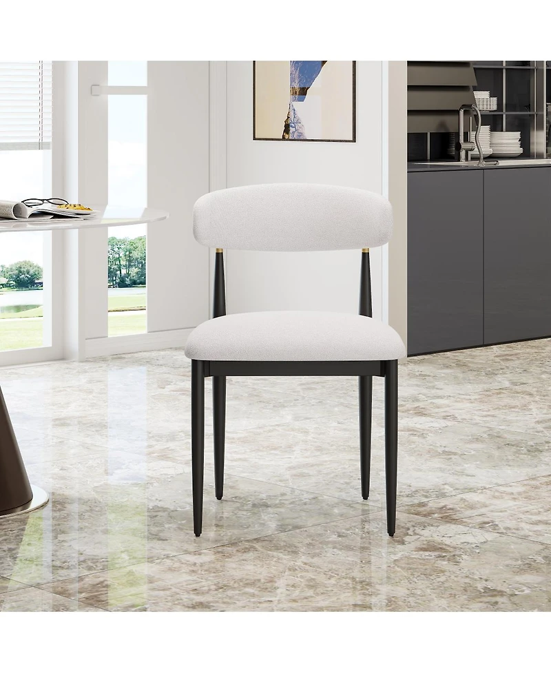 Streamdale Furniture Set of 2 Armless Chenille Dining Chairs