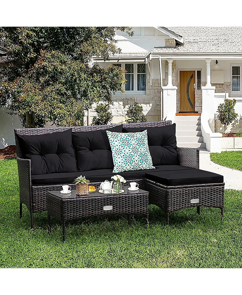 SUGIFTPatio Furniture Sectional Set with Cozy Cushions