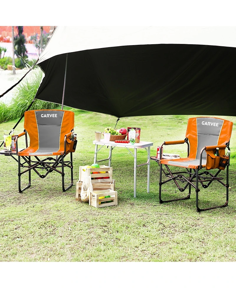 gaomon 2 Pack Outdoor Oversized Director's Camping Chairs, Portable Lounge Chair for Beach, Fishing