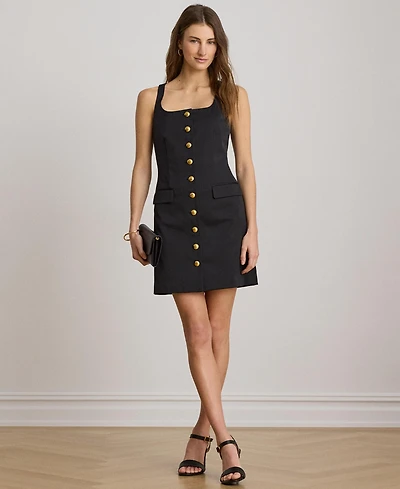 Lauren Ralph Button-Trim Faille Cocktail Dress