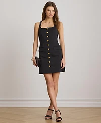 Lauren Ralph Button-Trim Faille Cocktail Dress