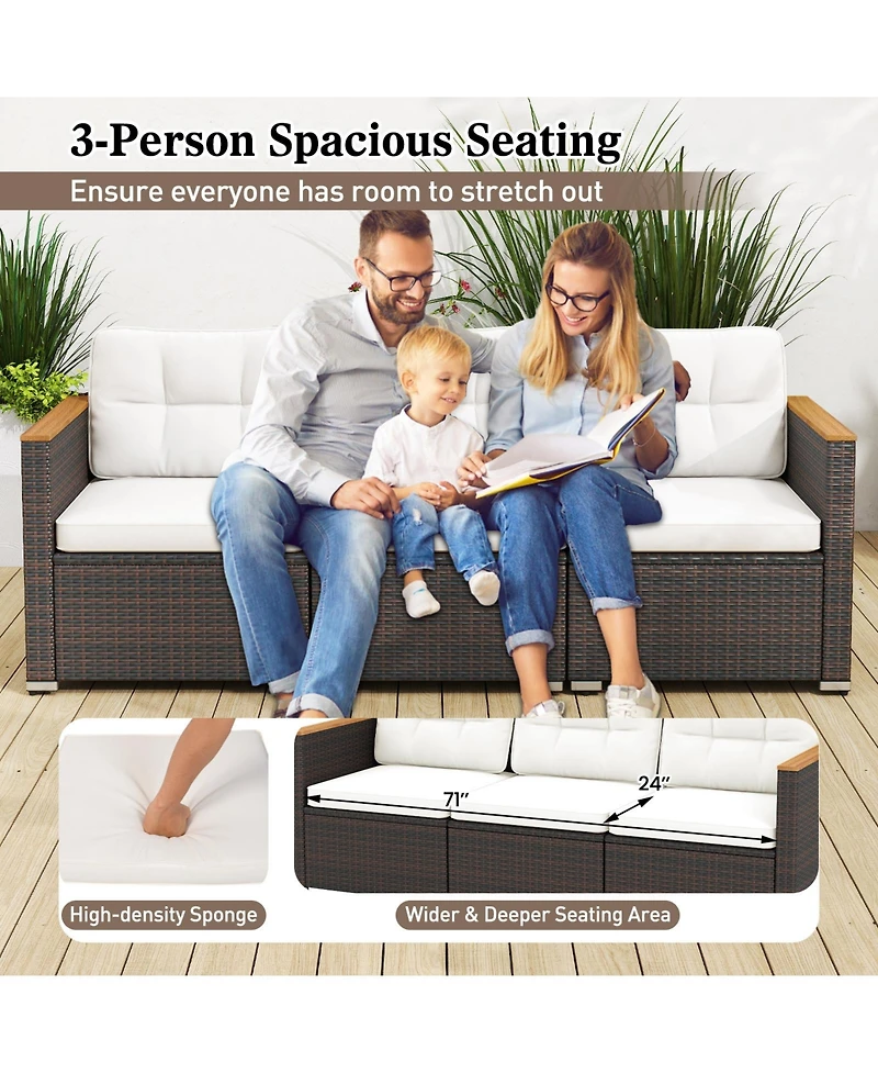 Sugift Patio Sofa Couch with Deep Seating and Cushion