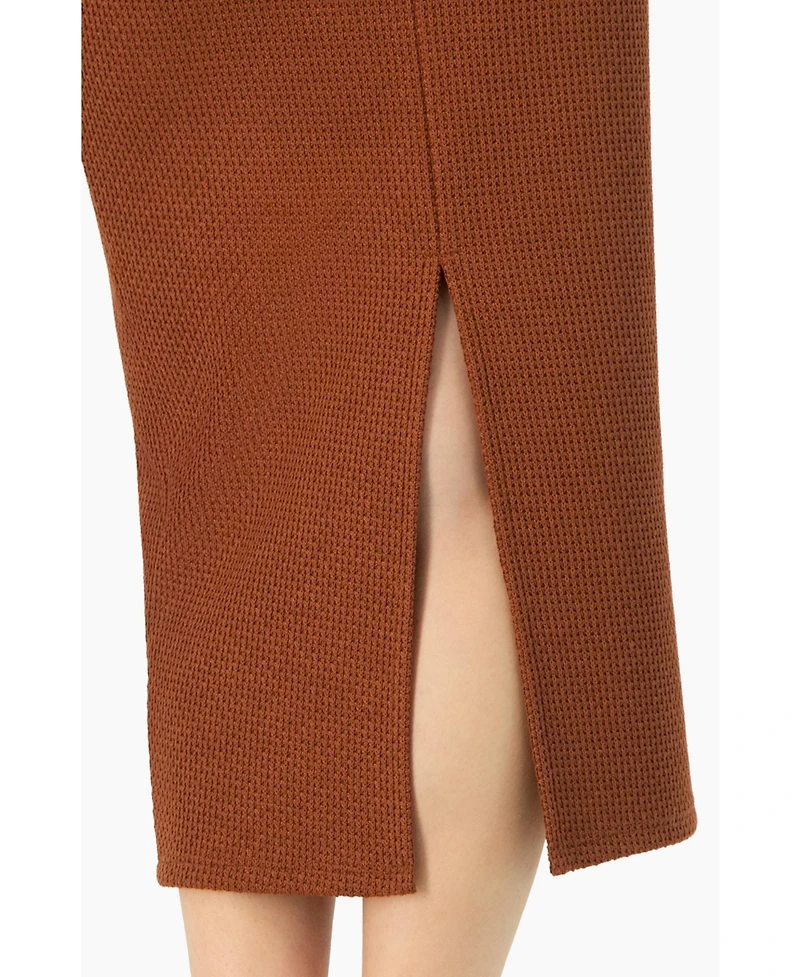 Ivonne Women's Textured Knit Midi Skirt with Back Slit
