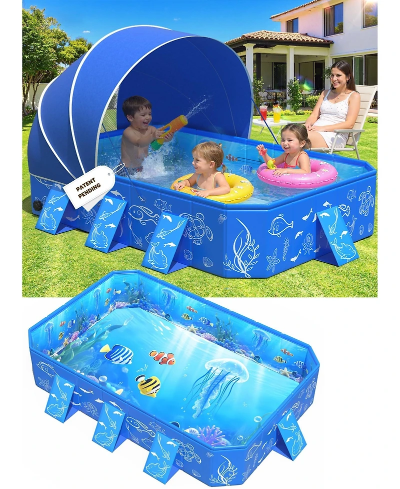 Gnuadz Kiddie Pool Non-inflatable Portable Foldable Shade Backyard Pop Up Beach