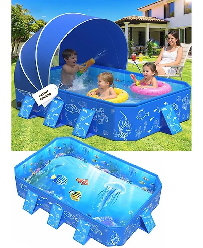 Gnuadz Kiddie Pool Non-inflatable Portable Foldable Shade Backyard Pop Up Beach