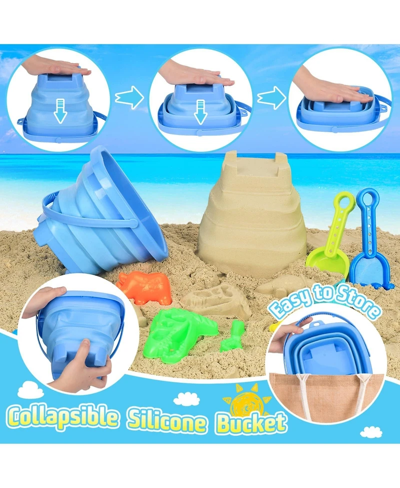 Gnuadz 25-piece Beach Sand Toys Dump Truck Bucket Shovel Rake Dinosaur Molds Mesh Bag