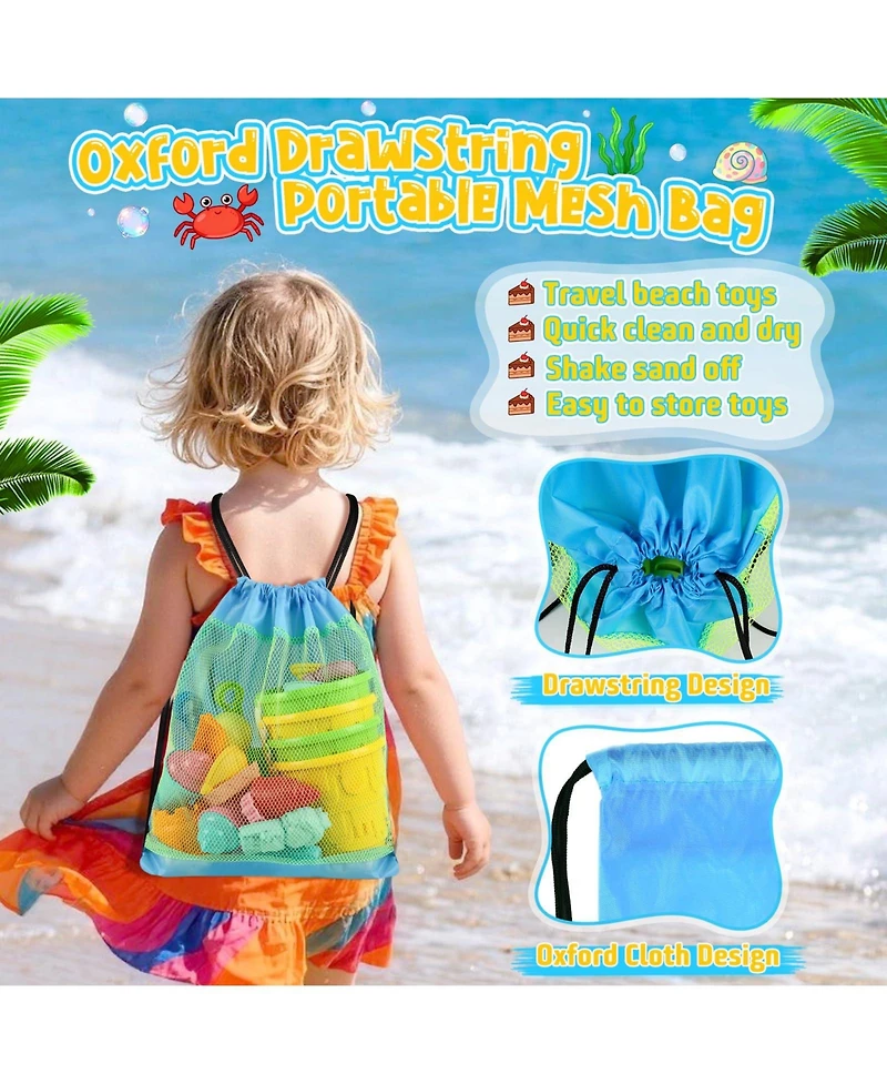 Gnuadz 34-piece Beach Sand Castle Toys Bucket Shovel Set Mesh Bag