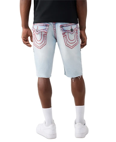True Religion Men's Ricky Super T Fray Flap Denim Shorts