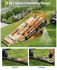 homfan Heavy-Duty Atv Dump Cart w/ 1600 lb Capacity and , Tow-Behind Utility Trailer Foot Pedal Release and All-Terrain Tires