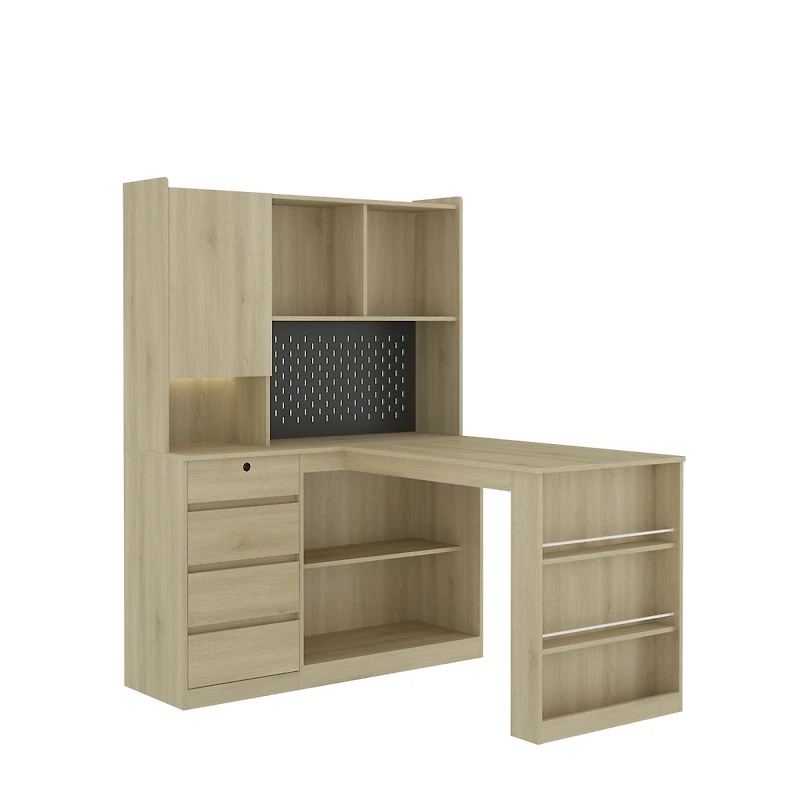 Streamdale Furniture L-Shaped Desk with Charger, Drawers, Bookshelf