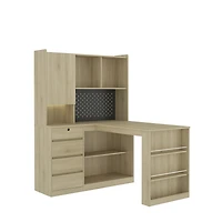 Streamdale Furniture L-Shaped Desk with Charger, Drawers, Bookshelf