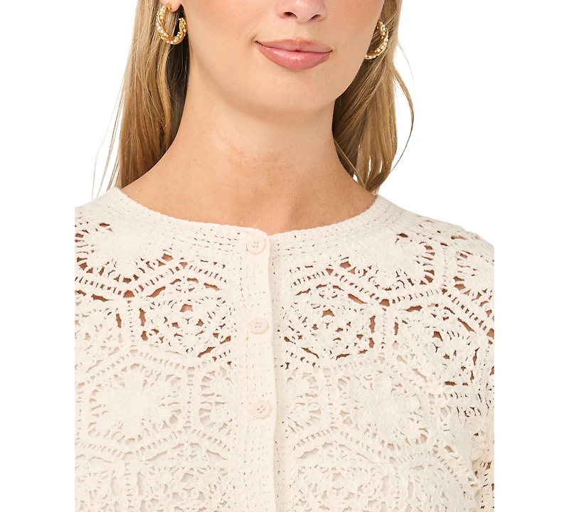 Vince Camuto Women's Crochet Detail Cardigan Sweater