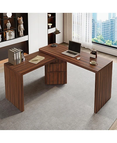 Streamdale Furniture 90 inches L-Desk with 3Drawers and 360degree(s) Rotating Top