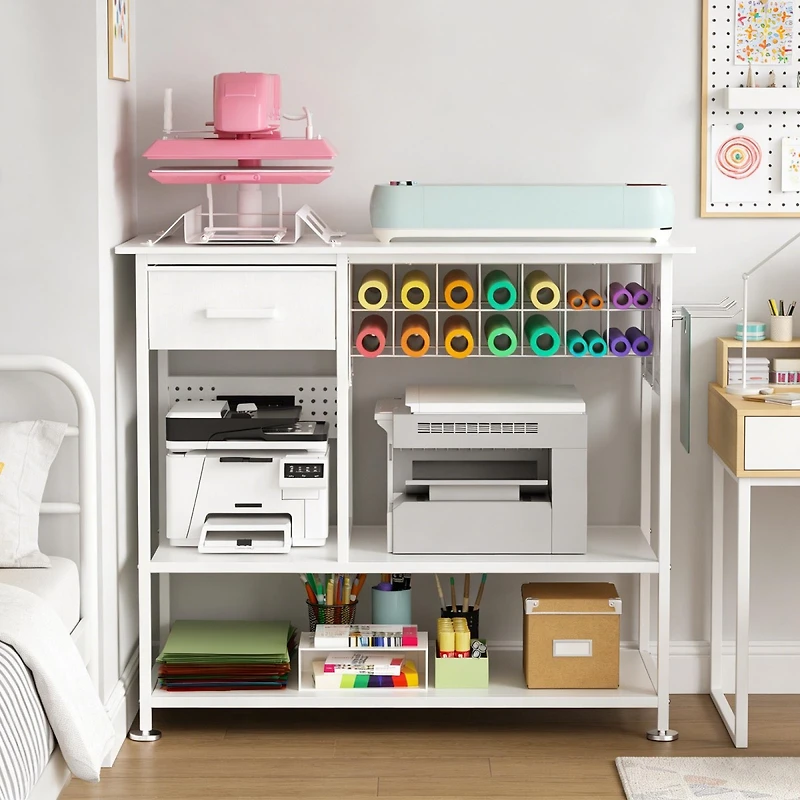 Streamdale Furniture Movable Heat Press Cart with Storage and Drawer