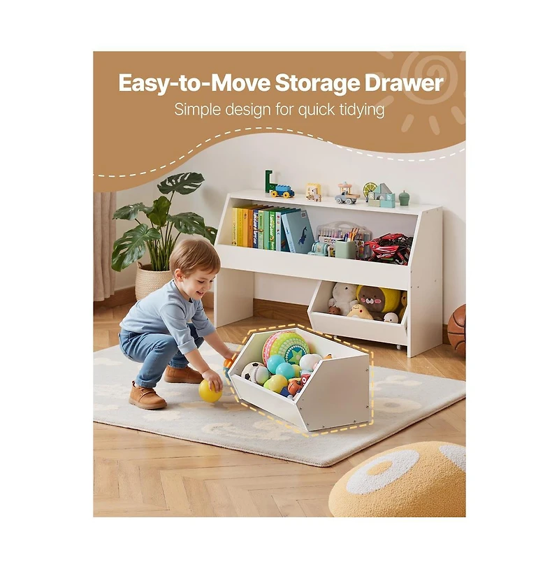 Sugift Toy Storage Organizer Wooden Kids Bookshelf with Storage
