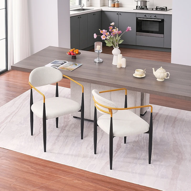 Streamdale Furniture Set of 2 Upholstered Dining Chairs with Accents