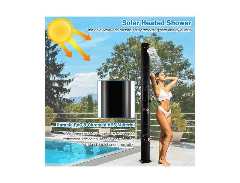 Lucky One Ft Solar Heated Outdoor Shower with Rotating Head