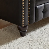 Streamdale Furniture 63.5" Tech Fabric Chesterfield Sofa with Button Tufting and Nail Trim