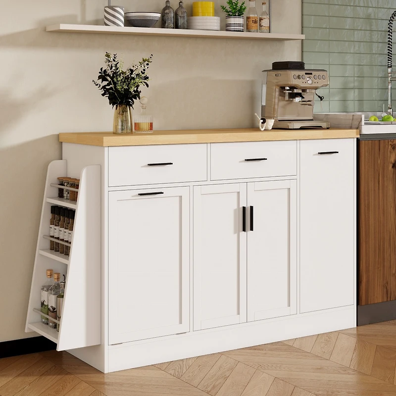 Streamdale Furniture Kitchen Island with Storage and Spice Rack
