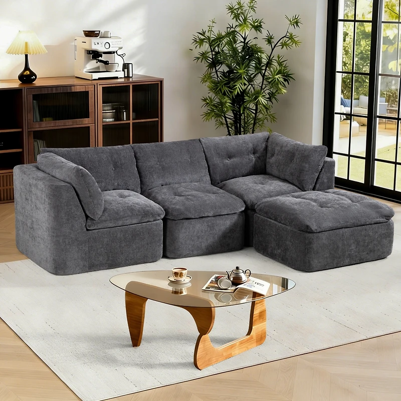 Streamdale Furniture Cloud Deep Seat L-Shape Modular Chenille Sofa
