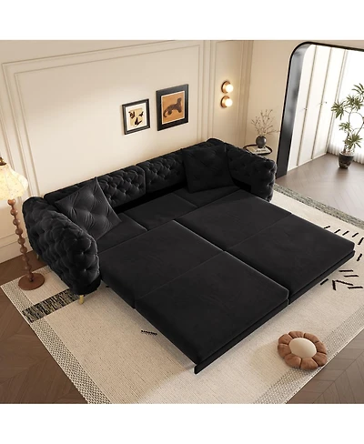 Streamdale Furniture 97.7" 3-in-1 Convertible Sleeper Sofa with Ottoman